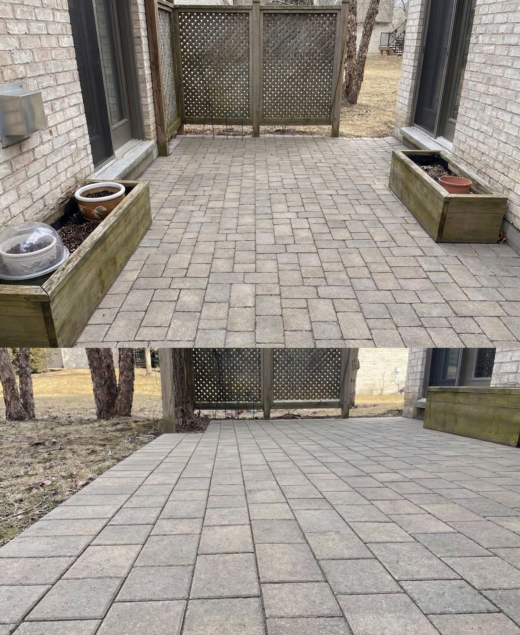 Restored interlock pavers after re-leveling